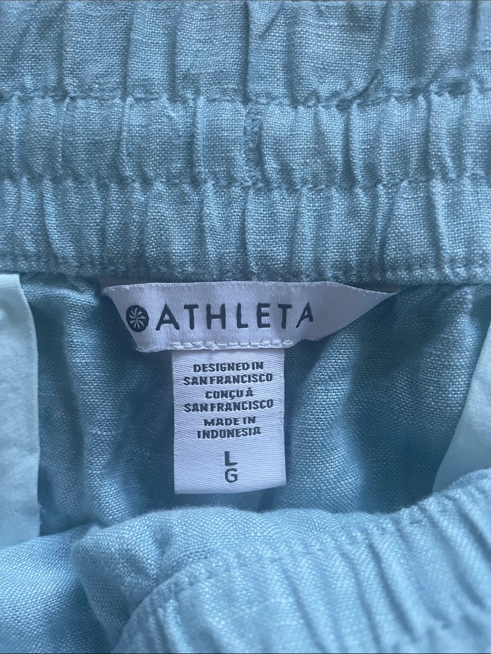 Athleta Retreat Linen Drawstring Women’s Pants - Light Blue - Picture 2 of 4